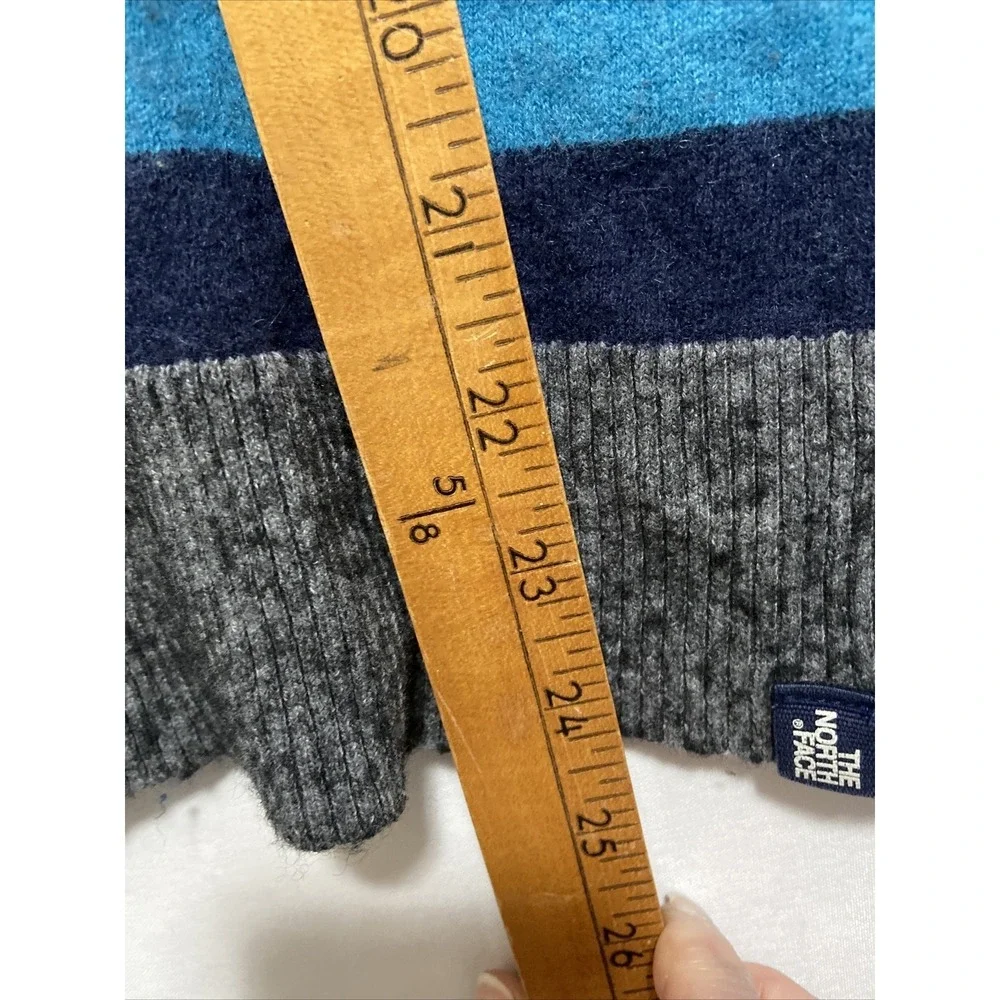 North Face Men's Crewneck Sweater Long Sleeve Size Large‎ Blue Gray Stripe